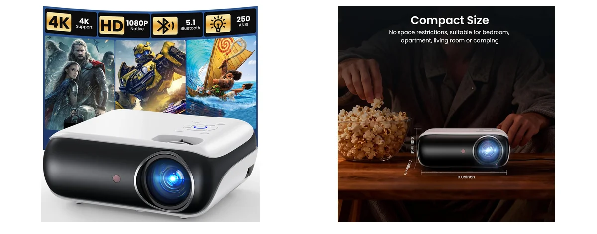 HAPPRUN Native 1080P Outdoor Smart Projector-Standard images