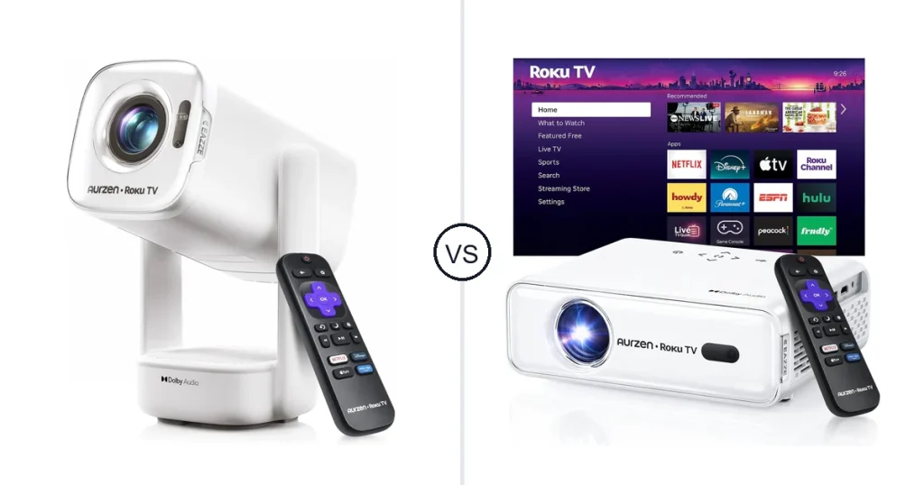 Comparison of Aurzen Roku TV D1R air USB-C Powered and Aurzen Roku TV D1R Smart Portable Outdoor
